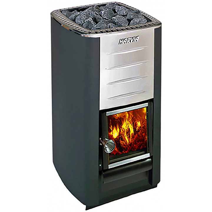 Estufa de leña para sauna HARVIA M3, piedras, chimenea, calentador de agua.