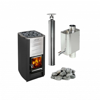 Estufa de leña para sauna HARVIA M3, piedras, chimenea, calentador de agua.