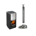 Estufa de leña para sauna HARVIA M3, piedras, chimenea - 0