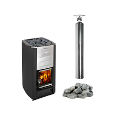 Estufa de leña para sauna HARVIA M3, piedras, chimenea 