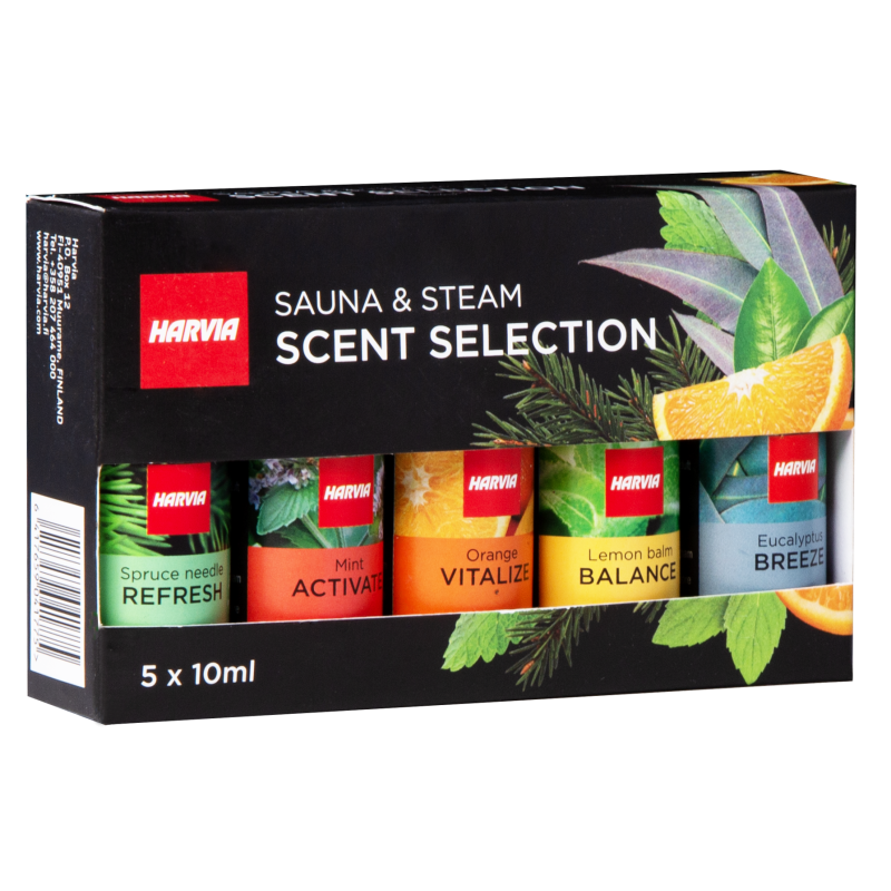 Set de aromas para sauna y sauna de vapor HARVIA