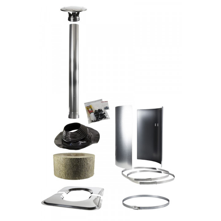 Kit de accesorios de chimenea de acero Harvia WHP-ASSYMM para techo plano, color negro.