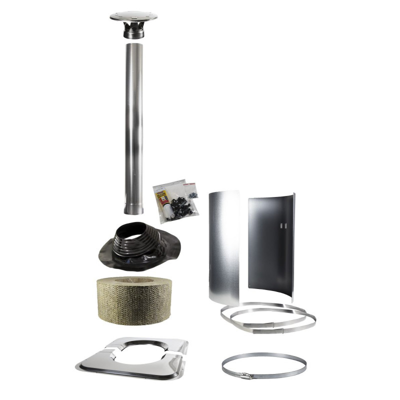 Kit de accesorios de chimenea de acero Harvia para techos inclinados o planos.