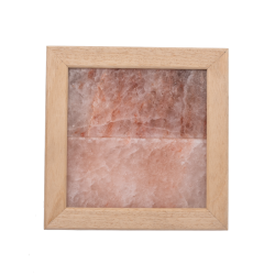 Lámpara de sal del Himalaya sin iluminación, madera de abachi 
