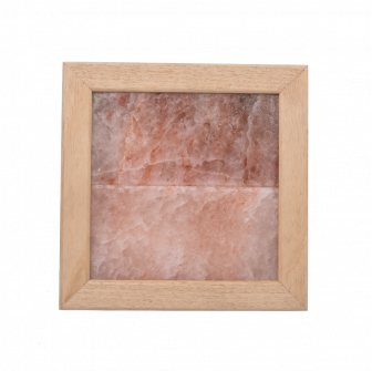 Lámpara de sal del Himalaya sin iluminación, madera de abachi.