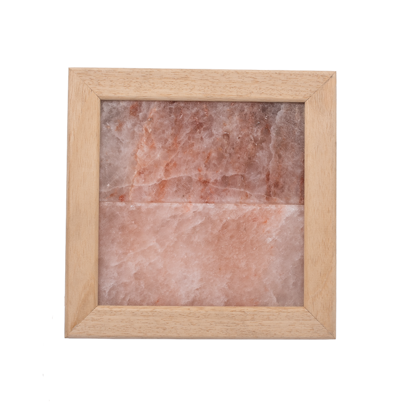 Lámpara de sal del Himalaya sin iluminación, madera de abachi