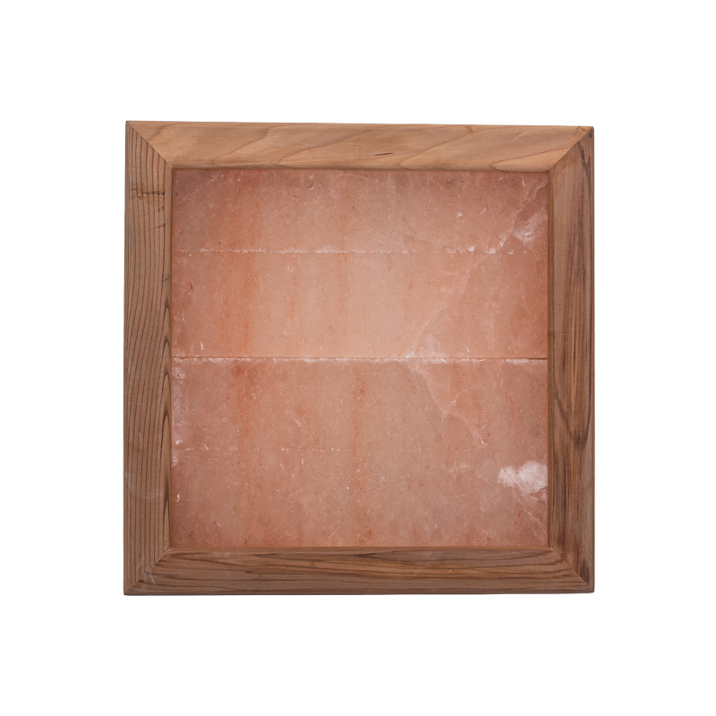 Lámpara de sal del Himalaya sin iluminación, madera de cedro.