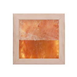 Lámpara LED de sal del Himalaya, madera de tilo 