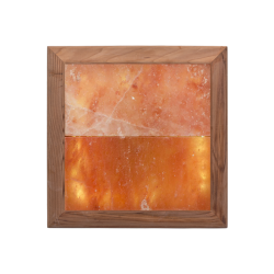 Lámpara LED de sal del Himalaya, madera de cedro 