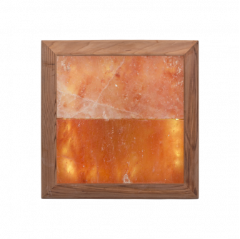 Lámpara LED de sal del Himalaya, madera de cedro