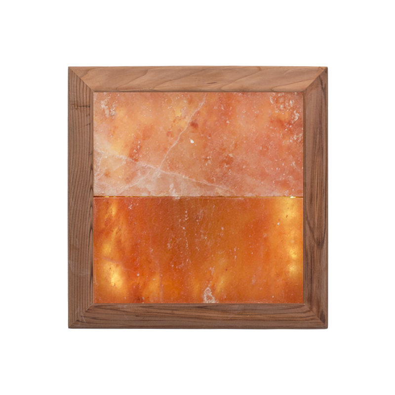 Lámpara LED de sal del Himalaya, madera de cedro