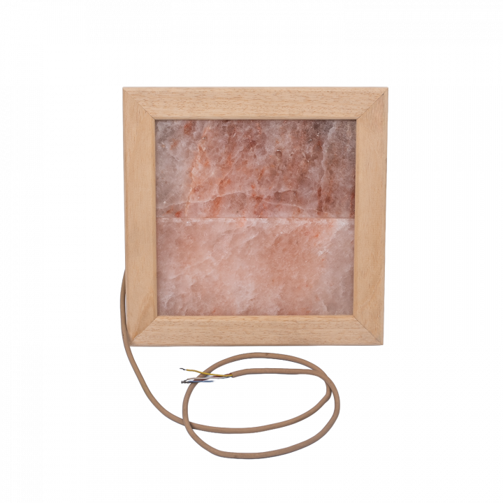 Lámpara LED de sal del Himalaya, madera de abachi