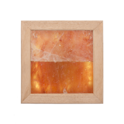 Lámpara LED de sal del Himalaya, madera de abachi 