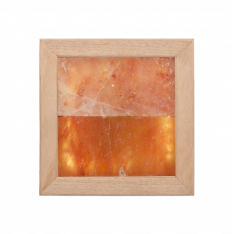 Lámpara LED de sal del Himalaya, madera de abachi