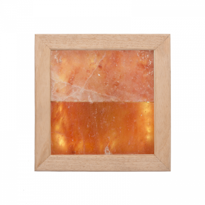 Lámpara LED de sal del Himalaya, madera de abachi