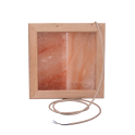 Lámpara LED de sal del Himalaya, madera de aliso negro - 1