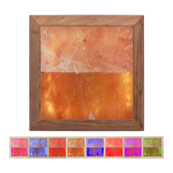 Lámpara LED RGB de sal del Himalaya, madera de cedro 