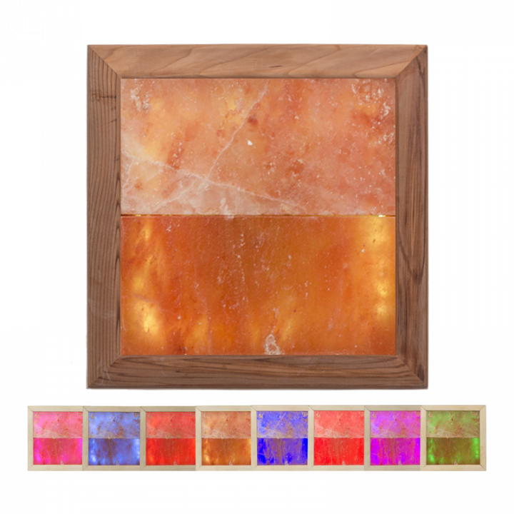 Lámpara LED RGB de sal del Himalaya, madera de cedro