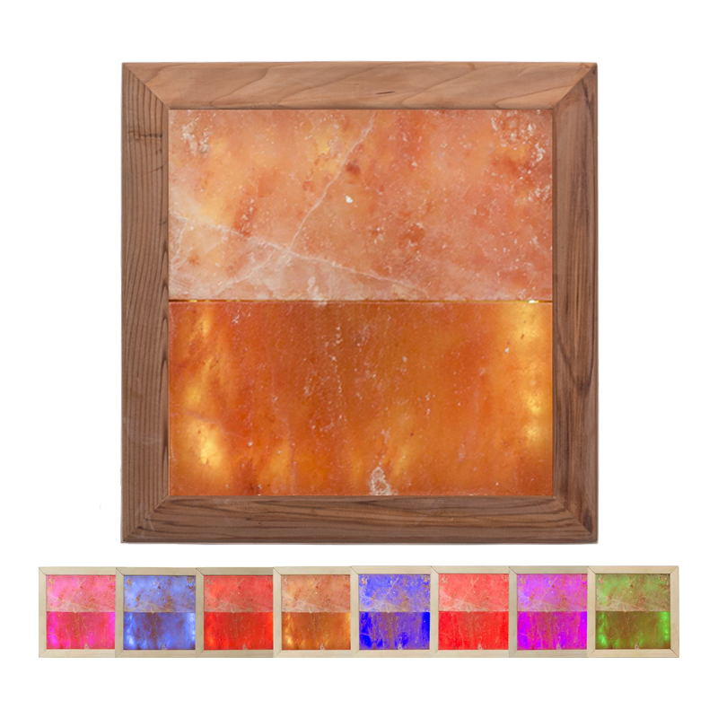 Lámpara LED RGB de sal del Himalaya, madera de cedro