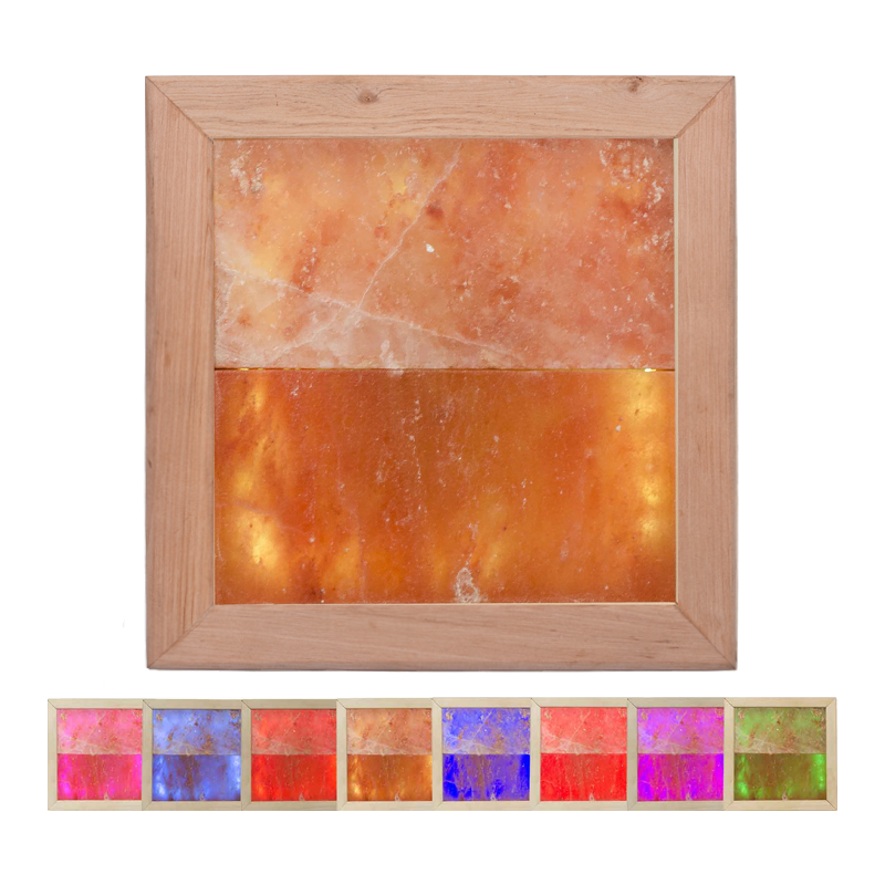 Lámpara LED RGB de sal del Himalaya, madera de aliso negro