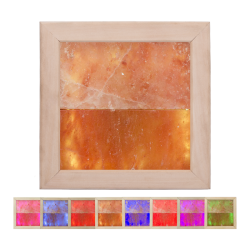 Lámpara LED RGB de sal del Himalaya, madera de tilo 