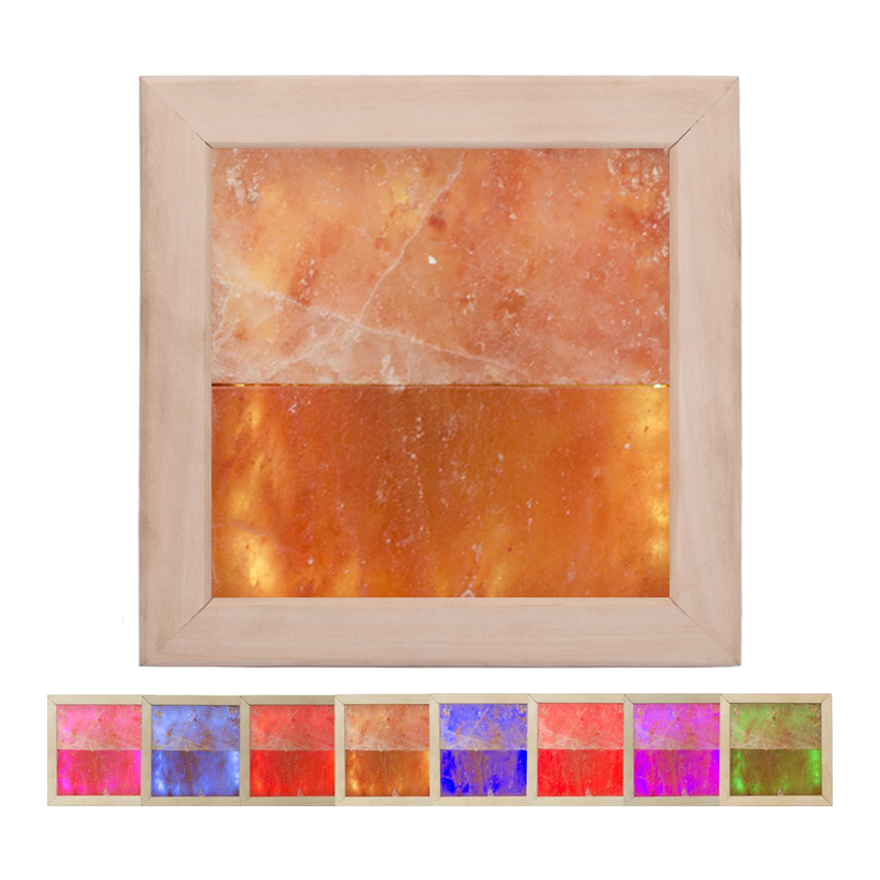 Lámpara LED RGB de sal del Himalaya, madera de tilo