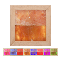 Lámpara LED RGB de sal del Himalaya, madera de abachi 