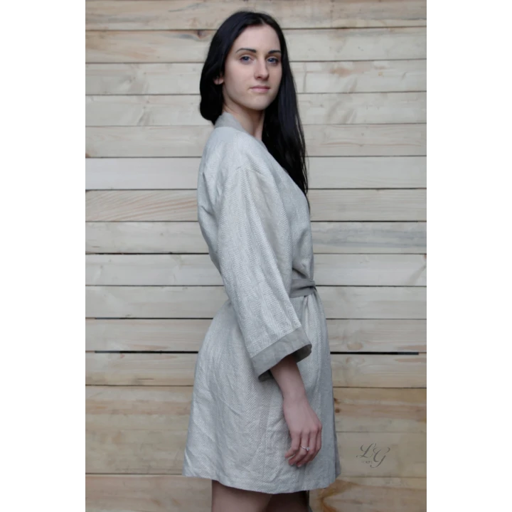 Bata de lino hecha a mano - kimono