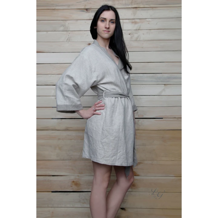 Bata de lino hecha a mano - kimono