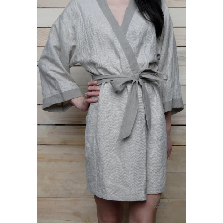 Bata de lino hecha a mano - kimono