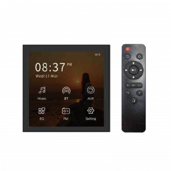 Amplificador de audio estéreo doméstico con pantalla táctil y Bluetooth para montaje en pared B4, negro