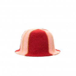Gorro de sauna: a rayas, rojo, blanco y amarillo. 
