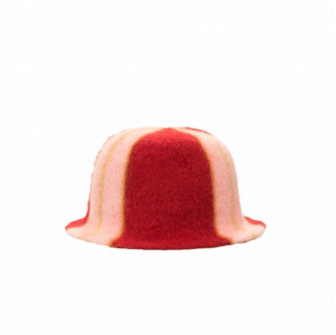 Gorro de sauna: a rayas, rojo, blanco y amarillo.