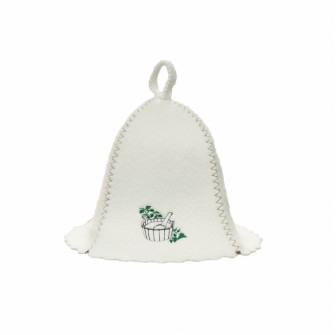 Gorro de sauna: un cubo con un cucharón