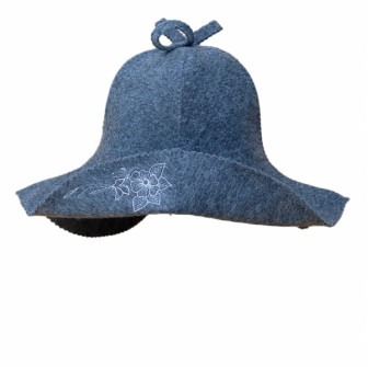 Gorro de sauna gris con flor plateada
