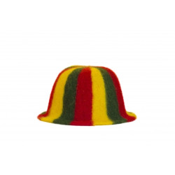 Gorro de sauna: a rayas, amarillo, verde y rojo.  Gorro de sauna: a rayas, amarillo, verde y rojo.