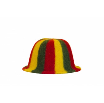 Gorro de sauna: a rayas, amarillo, verde y rojo.