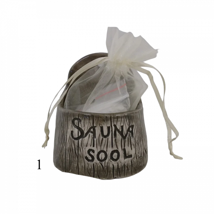 Recipiente de cerámica para sal de sauna - oscuro 120 ml, modelo 1