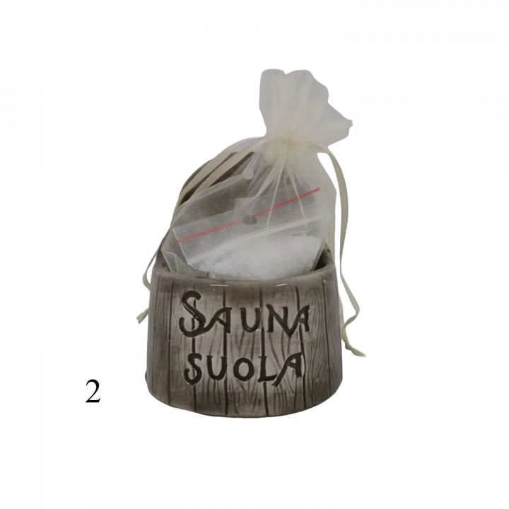 Recipiente de cerámica para sal de sauna - oscuro 120 ml, modelo 2