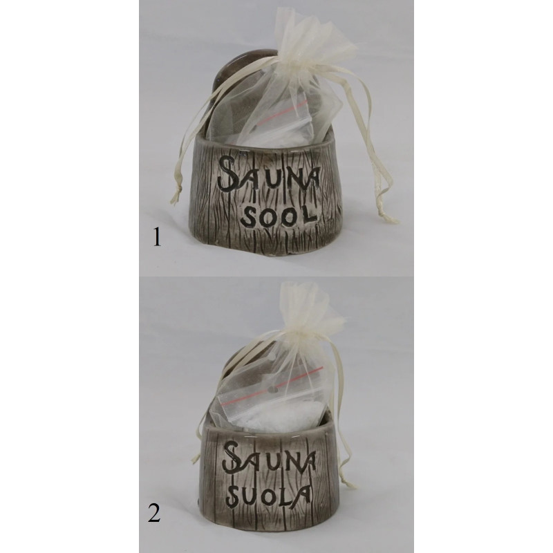 Recipiente cerámico para sal para sauna - oscuro 120