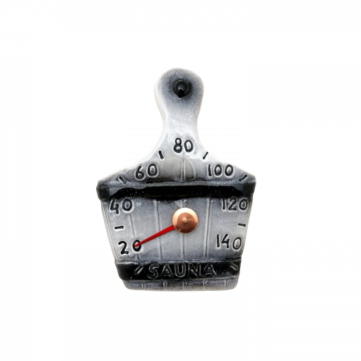 Termómetro de sauna de cerámica - tablero, blanco y negro