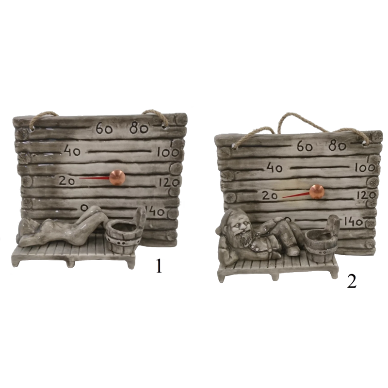 Termómetro de sauna de cerámica: un pequeño barril para aromatizar