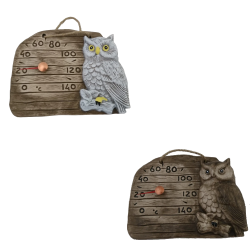 Termómetro de cerámica para sauna: búho en una rama 