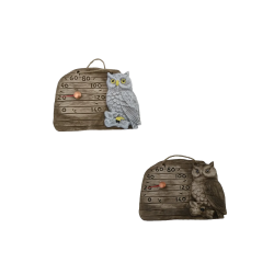 Termómetro de cerámica para sauna: búho en una rama 