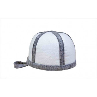 Gorro de sauna de lana, blanco con rayas grises
