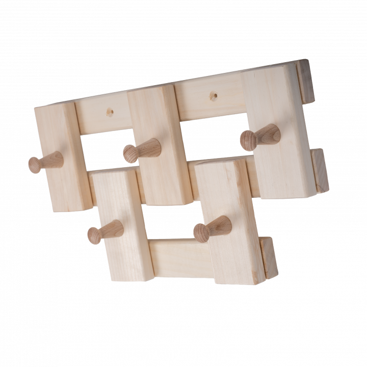 Percha de madera de tilo con 5 ganchos