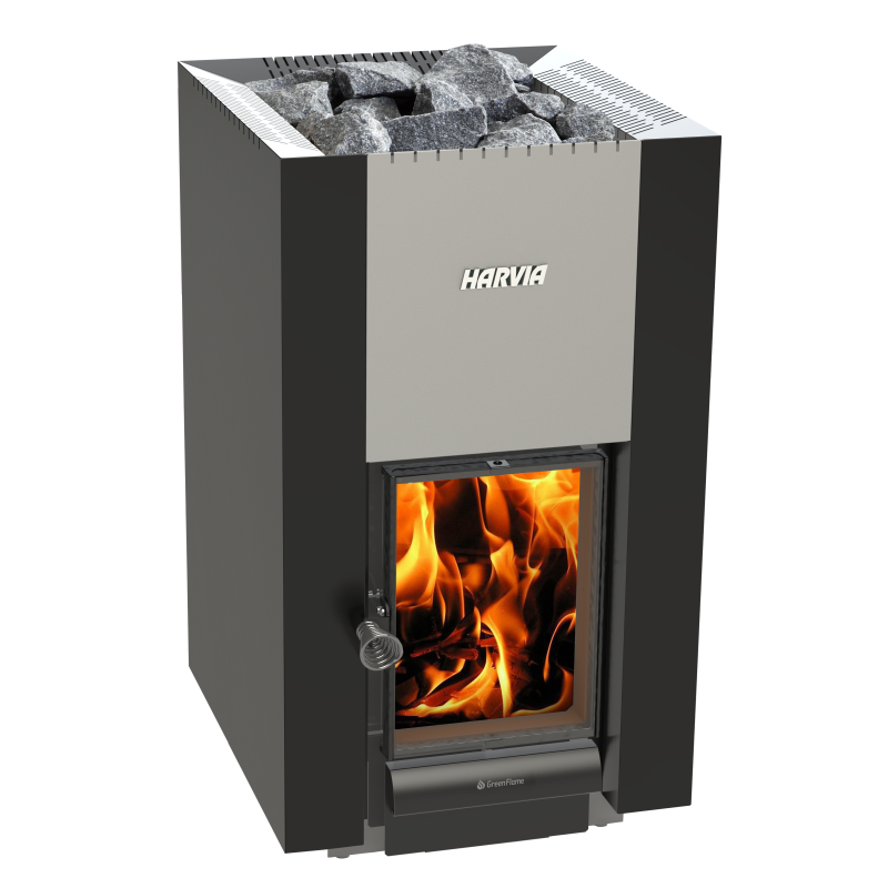 Estufa de leña para sauna - HARVIA 22 GreenFlame negra