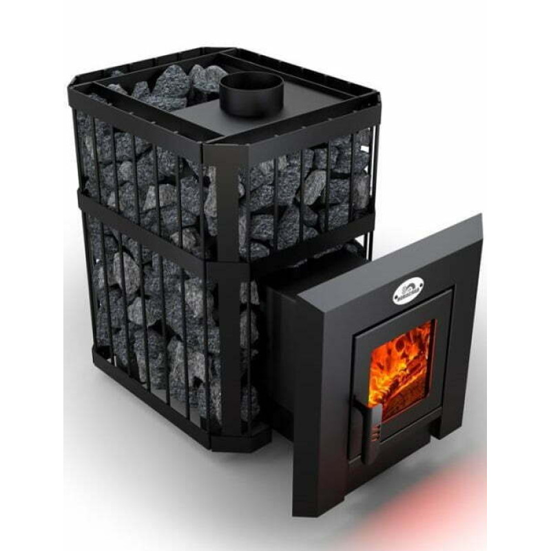 Estufa de leña para sauna NOVA KLASSIK 18 con red y puertas de cristal