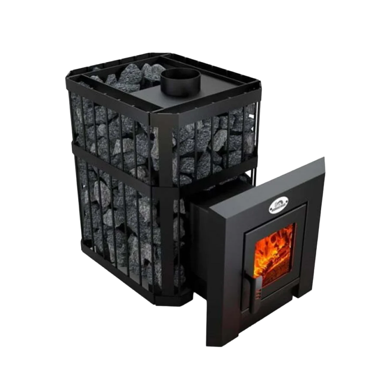 Estufa de leña para sauna NOVA KLASSIK 12 con red y puertas de cristal