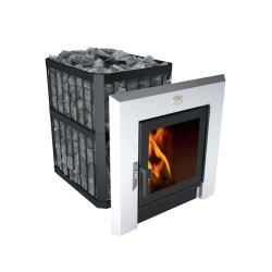 Estufa de leña para sauna NOVA PANORAMA 26 con conexión a red 